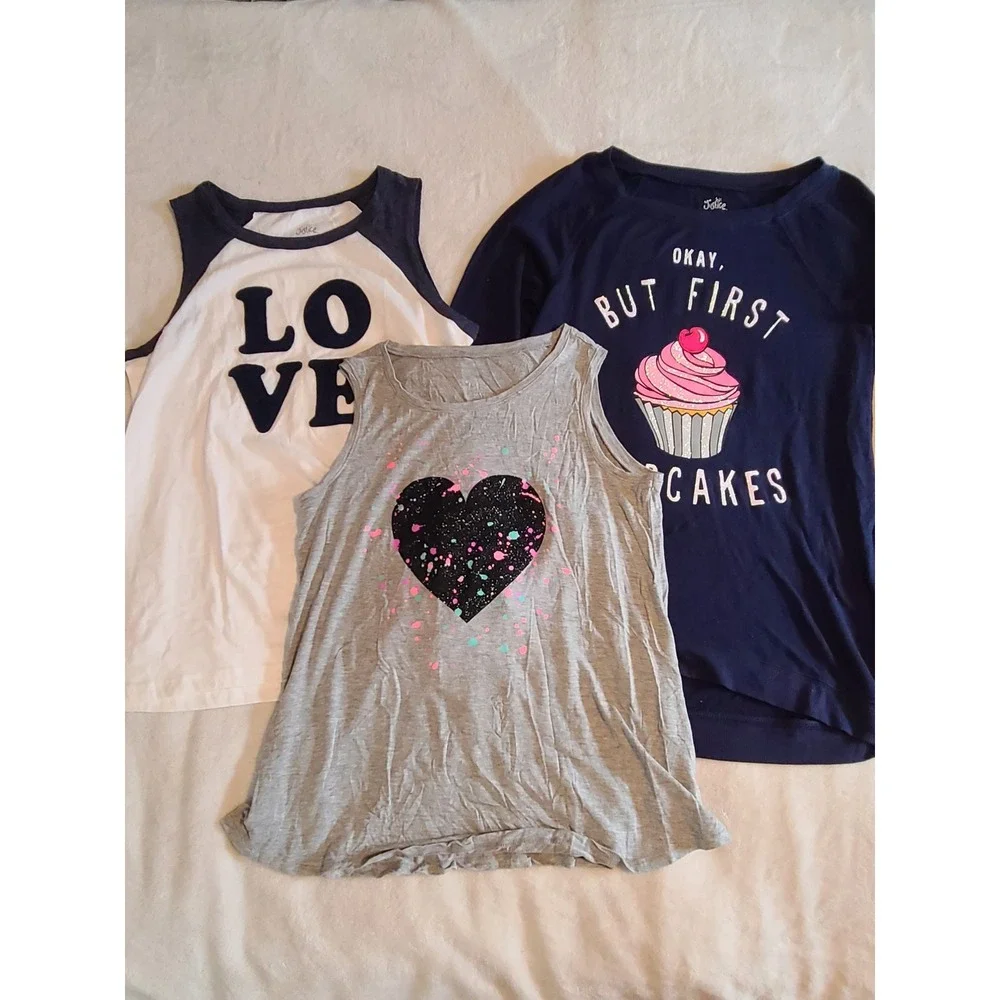 Bundle of 3 Justice Long sleeve and tank Tops Sizes 18 20